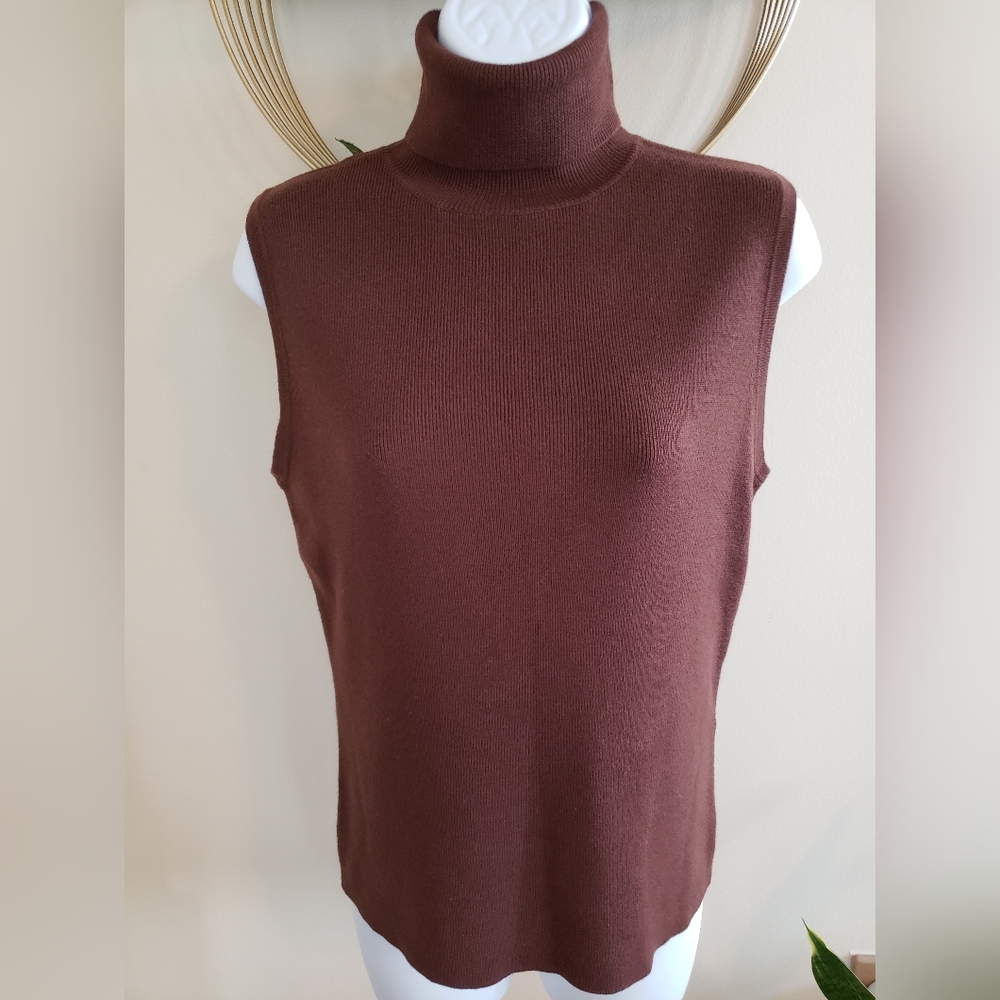 BMOSS Sleeveless Turtleneck Top Mocha Brown Women's Size Medium